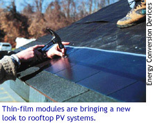 Thin-film modules are bringing a new look to rooftop PV systems. (Energy Conversion Devices)